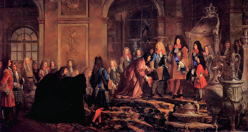 Doge of Venice has audience with Louis XIV at Versailles, 1685 CE, May 15th, by Claude Guy-Halle (1652-1736), Versailles, painted in 1715. 